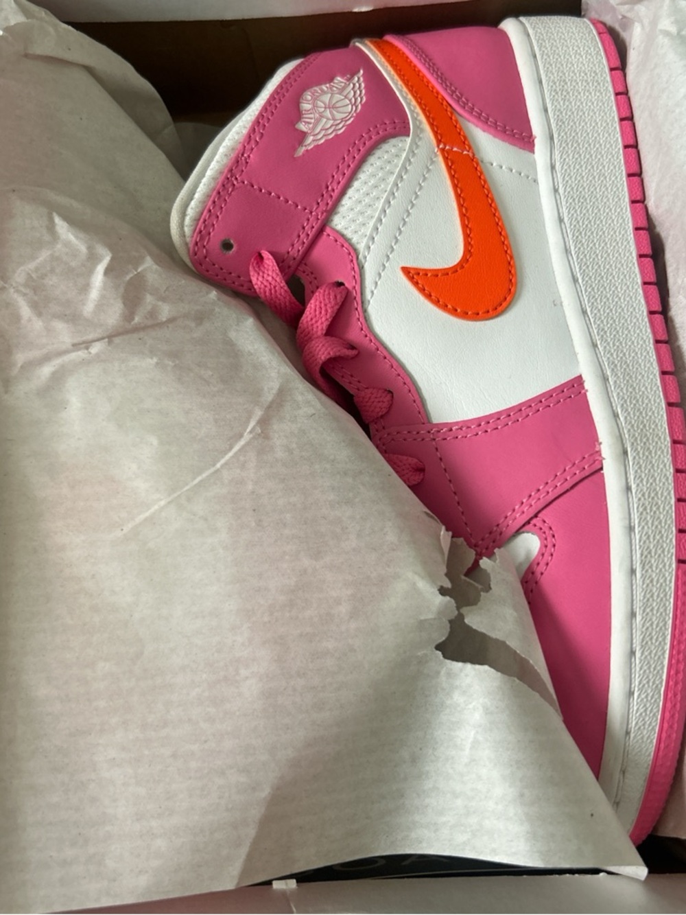 Jordan Pink, White & Orange Low-Top Sneaker